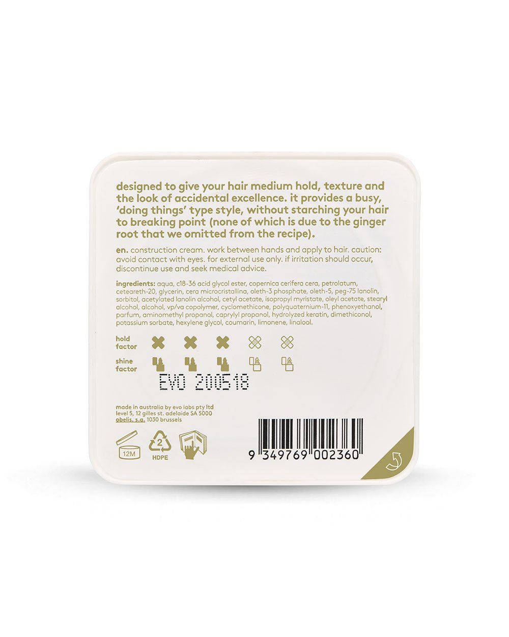 evo Crop Strutters Construction Cream 90g - New